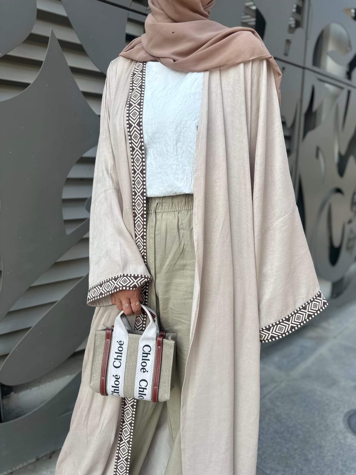 Beige traditional abaya
